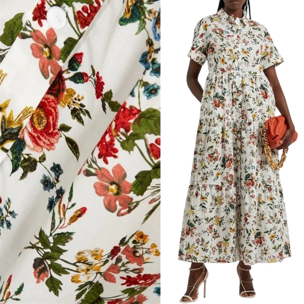 ERDEM Helena Floral-Print Cotton Midi Dress signature poplin shirt dress
